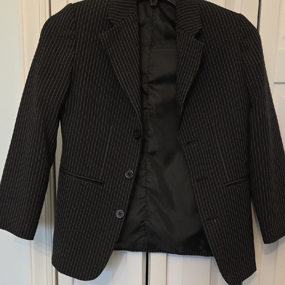 Classic Black Pinstripe Kids Blazer